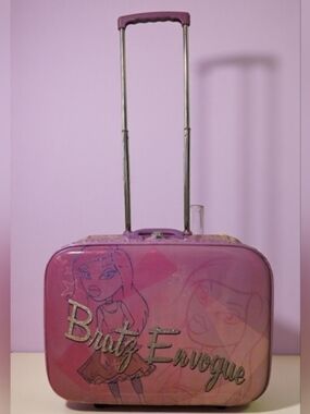 Bratz Envogue Purple Glitter Rolling Suitcase With A Telescoping Handle Vtg 2004
